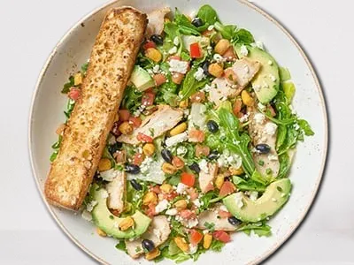 First Watch Chicken Avocado Chop Salad with Greens, Corn, and Citrus Dressing